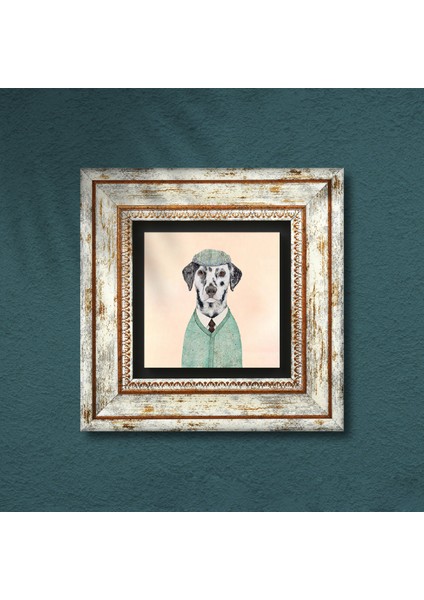 Köpek Taş Duvar Tablosu Çerçeveli Duvar Dekoru Wall Art T1-165