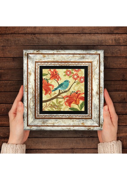 Serçe Taş Duvar Tablosu Çerçeveli Duvar Dekoru Wall Art T1-174