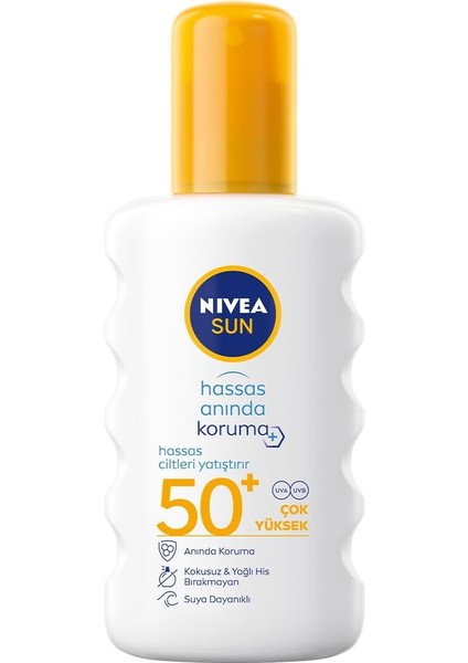 Sun Spf 50+ Ultra Hassas Anında Koruma Güneş Spreyi (200ML),ÇOK Yüksek Güneş Koruyucu,suya Dayanıklı,hassas Ciltler