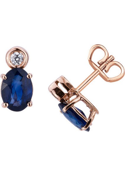Pırlanta Oval Safir Küpe Daina