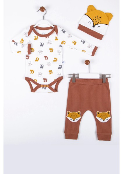 Little Fox Desenli 3'lü % 100 Pamuklu Erkek Takım