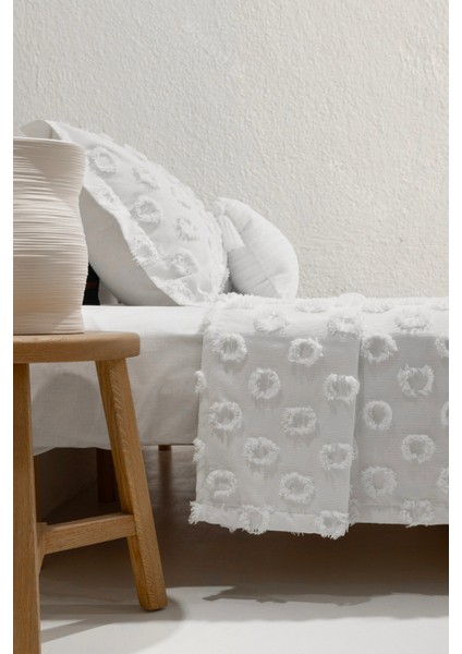 Sitra Krem Çift Kişilik Püsküllü Örtüsü 230X250 2 Yastık 50X70 5031 fiyatları