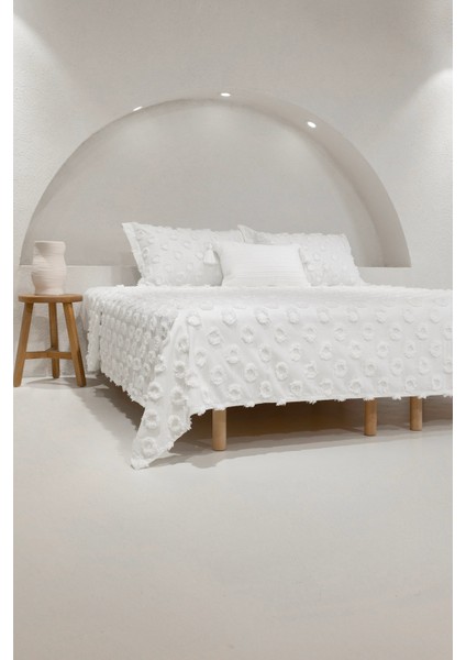 Sitra Krem Çift Kişilik Püsküllü Örtüsü 230X250 2 Yastık 50X70 5031 modelleri