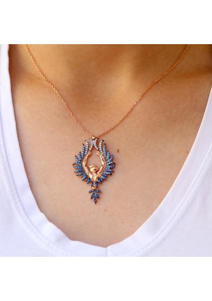 Opal Taşlı Arkası Dönük Kadın Gümüş Kolye fiyatları