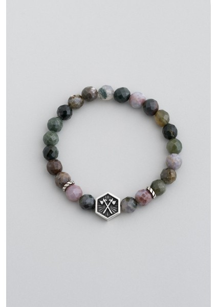 Attila'nın Kılıcı 18 Ayar Beyaz Altın Kaplama Gümüş Akik Taşlı Ayarlanabilir Erkek Bileklik fiyatları