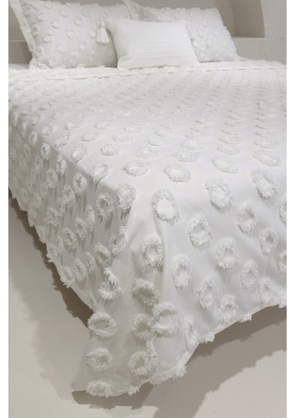 Sitra Krem Çift Kişilik Püsküllü Örtüsü 230X250 2 Yastık 50X70 5031 fırsatları