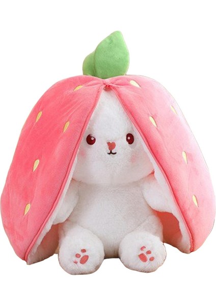 Vogue Element Tavşan Peluş Oyuncak Sevimli Fermuar Süslemesi Sevimli Uzun Kulaklı Yumuşak Yastık 25CM Pembe (Yurt Dışından)