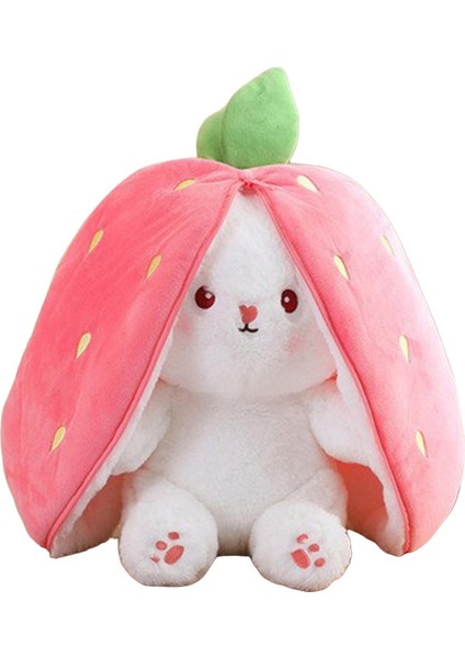 Vogue Element Tavşan Peluş Oyuncak Sevimli Fermuar Süslemesi Sevimli Uzun Kulaklı Yumuşak Yastık 25CM Pembe (Yurt Dışından)