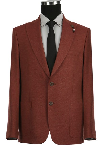 Kizil Classic Fit Sivri Yaka Erkek Ceket