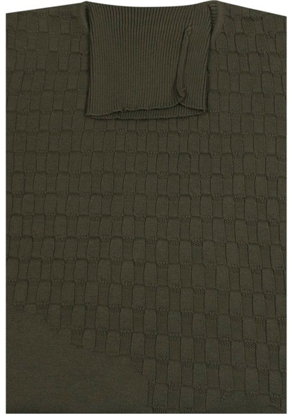 Haki Slim Fit Tam Balıkçı Yaka Erkek Triko