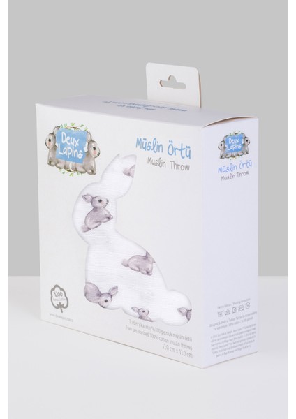 2'li Müslin Bebek Örtüsü Lours ve Iconique Lapin 100X100