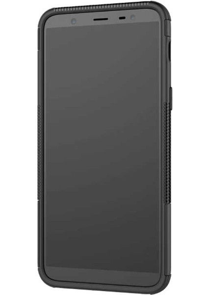 Samsung Galaxy J8 Kılıf Standlı Korunaklı Silikon Kapak (Hibrit)