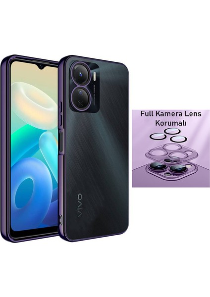 Vivo Y16 Kılıf 3D Kamera ve Lens Mercek Korumalı Ultra Lüks Razer Plating Case