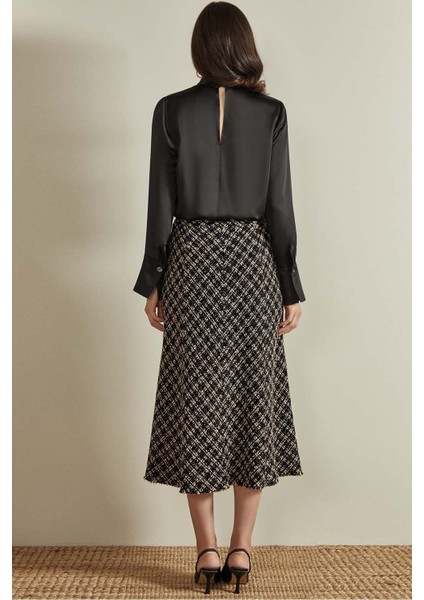 Uzun Kollu Siyah Saten Bluz fiyatları