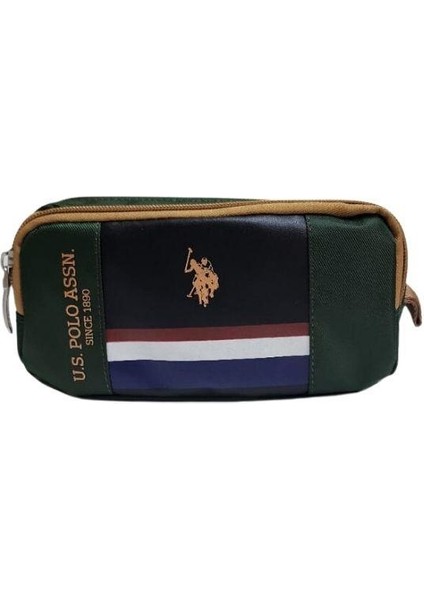 Çift Gözlü Deri-Süet Haki Yeşil Kalem Çantası PLKLK23094