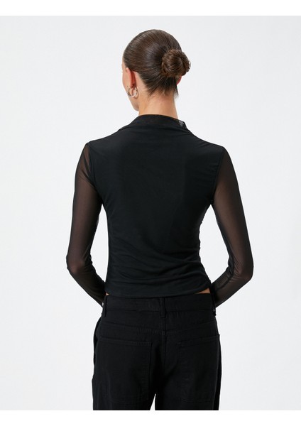 Uzun Kollu Tişört Kolları Tül Drapeli fırsatları