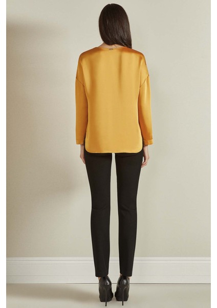 Uzun Kollu Hardal Dokuma Bluz fiyatları