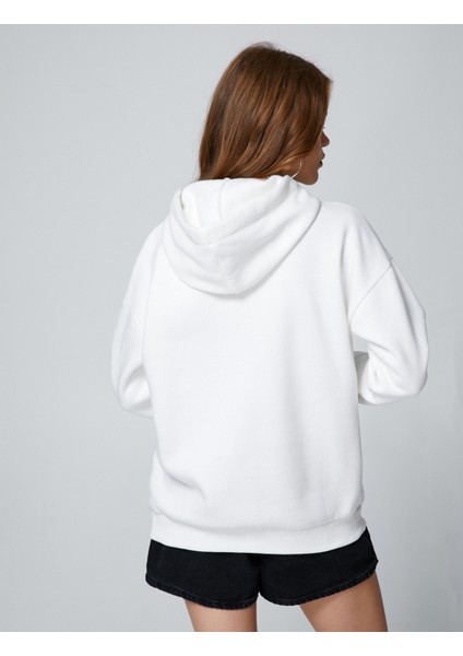 Kolej Oversize Sweatshirt Kapüşonlu Baskılı Uzun Kollu