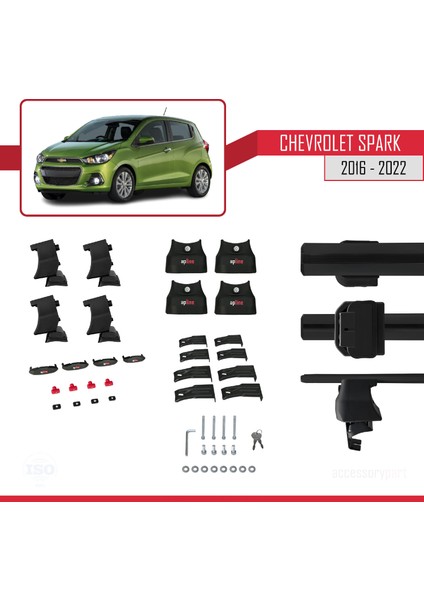 Chevrolet Spark (M400) 2016-2022 Arası ile Uyumlu Ace-4 Ara Atkı Tavan Barı Siyah