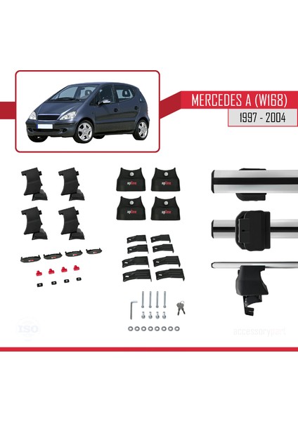 Mercedes A (W168) 1997-2004 Arası ile Uyumlu Ace-4 Ara Atkı Tavan Barı Gri