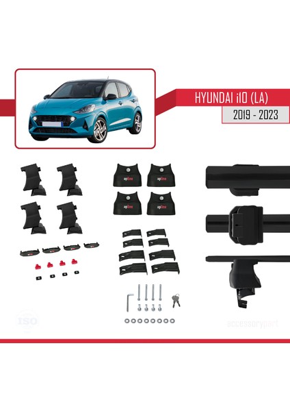 Hyundai I10 (La) 2019 ve Sonrası ile Uyumlu Ace-4 Ara Atkı Tavan Barı Siyah