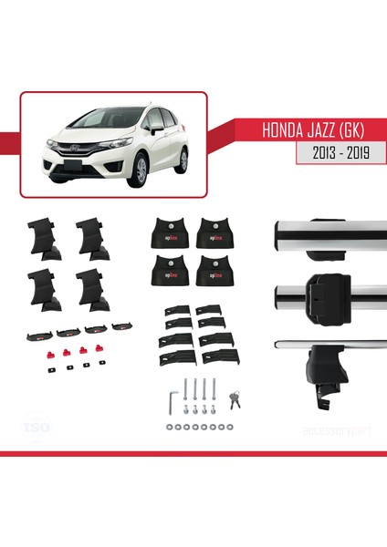 Honda Jazz / Fit (Gk) 2013-2019 Arası ile Uyumlu Ace-4 Ara Atkı Tavan Barı Gri indirimleri