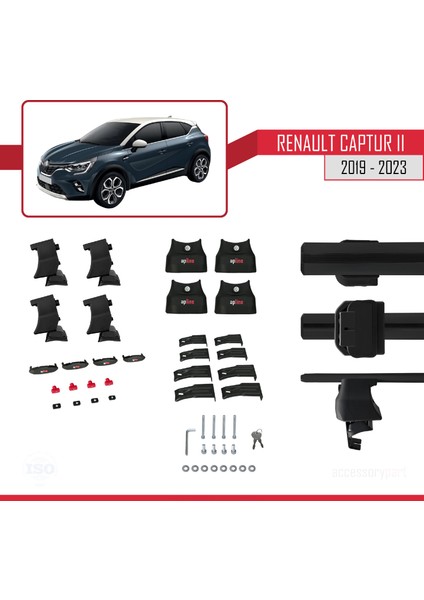 Renault Captur Iı 2019 ve Sonrası ile Uyumlu Ace-4 Ara Atkı Tavan Barı Siyah