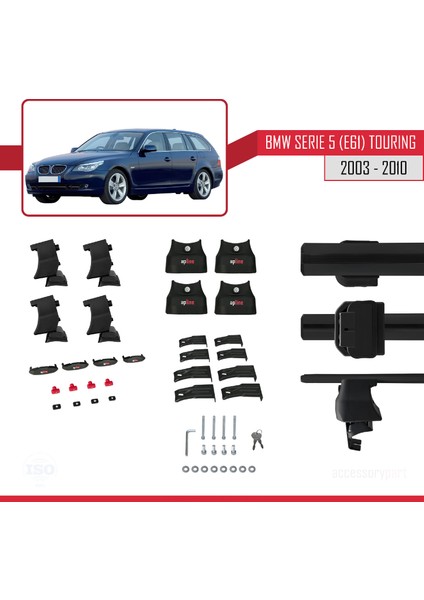 Bmw Serie 5 (E61) Touring 2003-2010 Arası ile Uyumlu Ace-4 Ara Atkı Tavan Barı Siyah indirimleri
