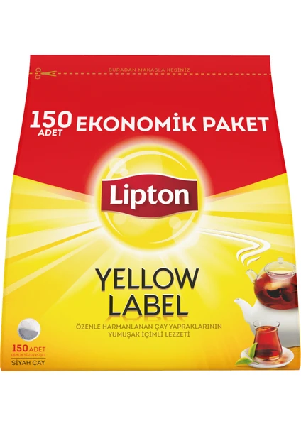 Yellow Label Demlik Süzen Poşet Siyah Çay Ekonomik Paket 150'li