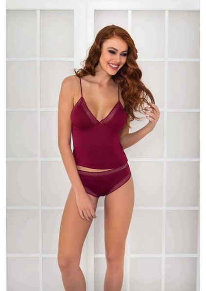 Kaşkorse Penye Askılı Atlet Külot Takım 305 Bordo