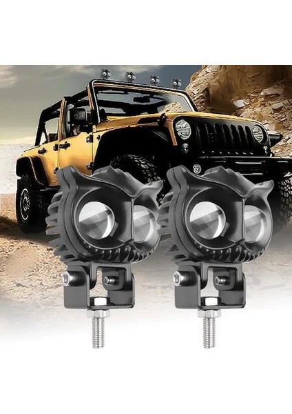 Beyaz Sarı LED Baykuş Off Road, Motosiklet Sis Farı Çalışma Lambası 12-24V 50W