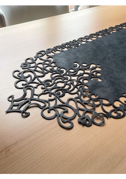 Koyu Gri Süet Kumaş Runner Sehpa Boyu 40X100 Cm