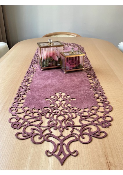 Pembe Süet Kumaş Runner Konsol Boyu 40X120 Cm