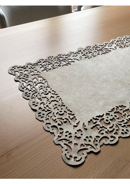 Bej (Koyu Krem) Süet Kumaş Runner Dikdörtgen Masa Boyu 40X140CM fiyatları