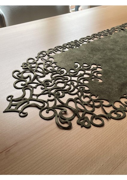 Yeşil Süet Kumaş Runner Sehpa Boyu 40X100 Cm