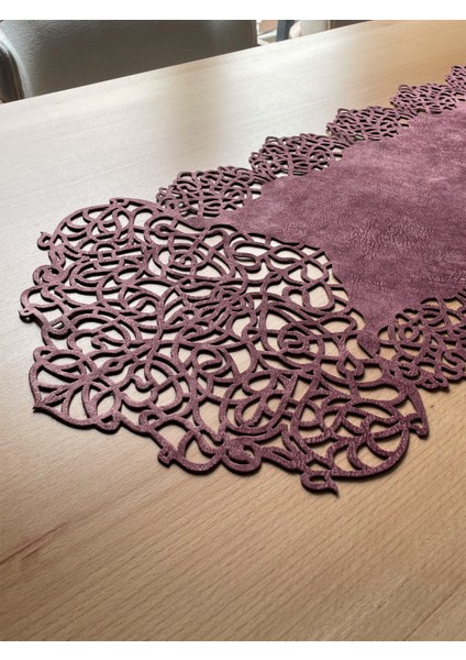 Pembe Süet Kumaş Runner Sehpa Boyu 40X100CM