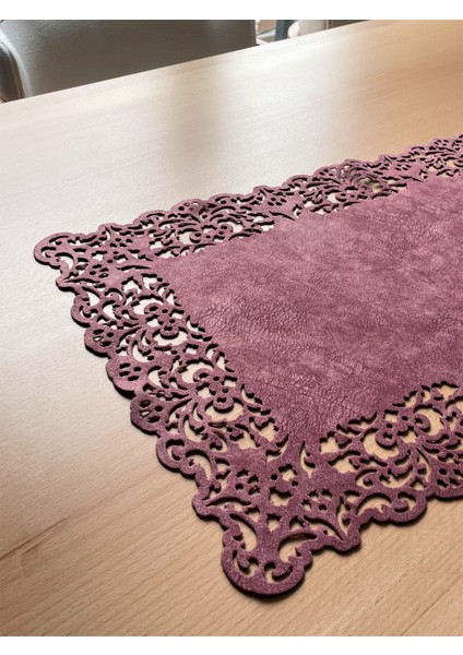 Pembe Süet Kumaş Runner Dikdörtgen Sehpa Boyu 40X100CM
