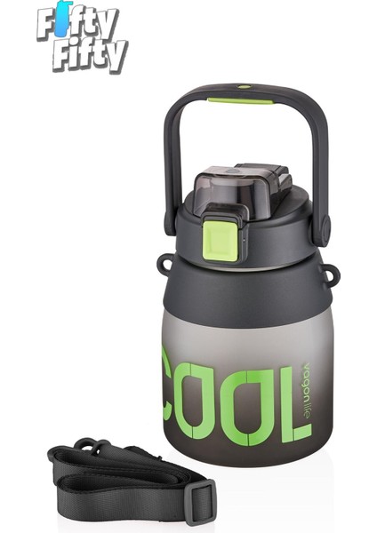 1000 ml Askılı Tek Kapak Çift Kullanım Pipetli/pipetsiz Kullanım Softtouch Su Matarası