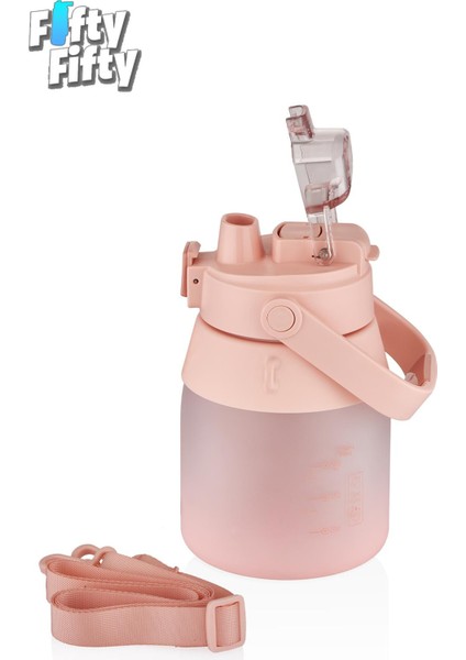 1000 ml Askılı Tek Kapak Çift Kullanım Pipetli/pipetsiz Kullanım Softtouch Su Matarası
