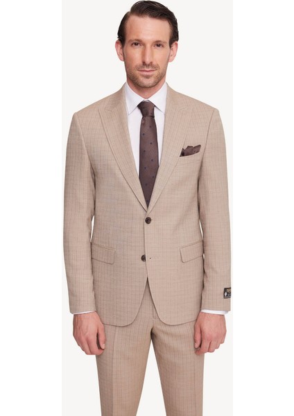 Erkek Bej Slim Fit Sivri Yaka Takım Elbise fiyatları