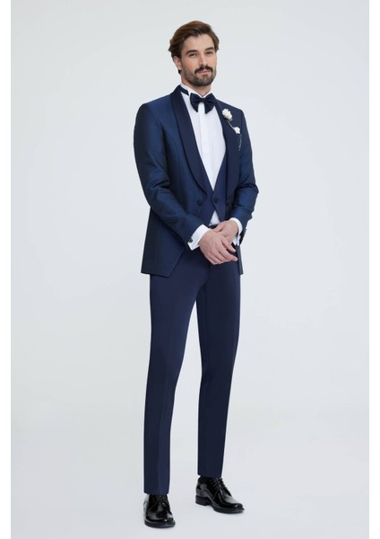 Erkek Lacivert Yelekli Slim Fit Damatlık fiyatları