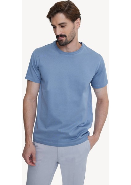 Erkek Bisiklet Yaka Pamuklu Regular Fit T-shirt fiyatları