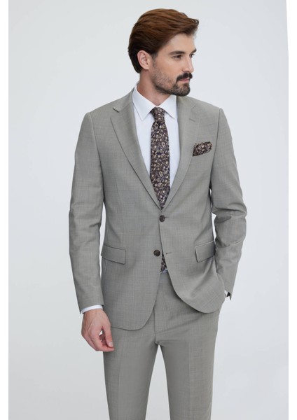 Erkek Bej Mono Yaka Regular Fit Takım Elbise modelleri