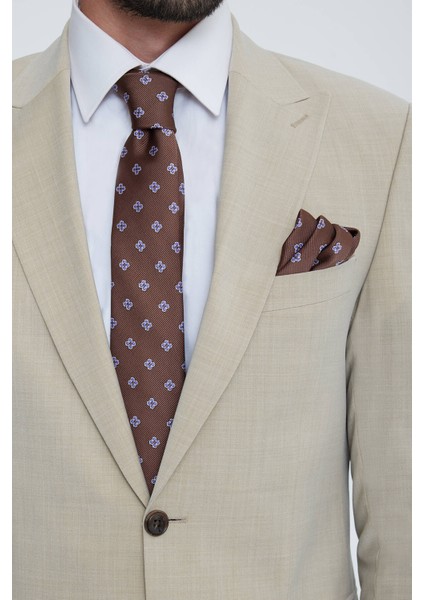 Erkek Bej Slim Fit Sivri Yaka Takım Elbise fırsatları