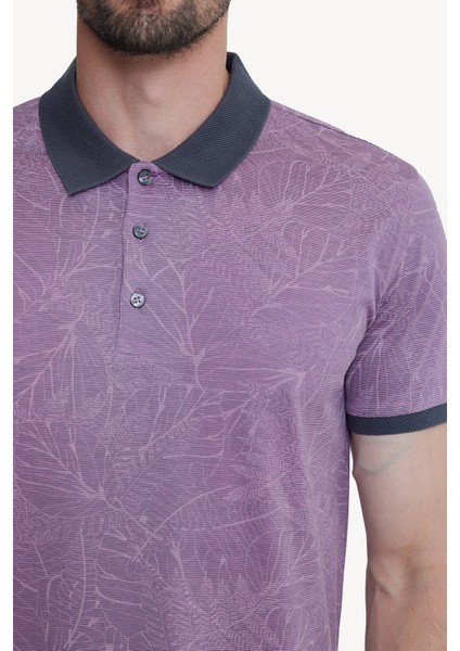 Erkek Fuşya Pembe Polo Yaka Pamuklu Desenli T-shirt fırsatları