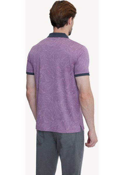 Erkek Fuşya Pembe Polo Yaka Pamuklu Desenli T-shirt indirimleri