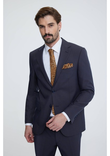 Erkek Lacivert Kahve Slim Fit Yelekli Takım Elbise fiyatları