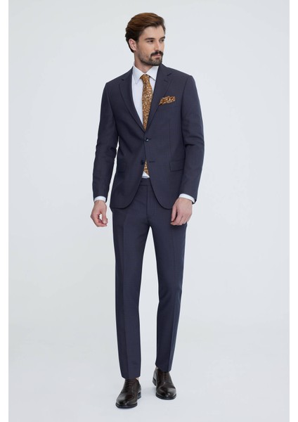 Erkek Lacivert Kahve Slim Fit Yelekli Takım Elbise modelleri