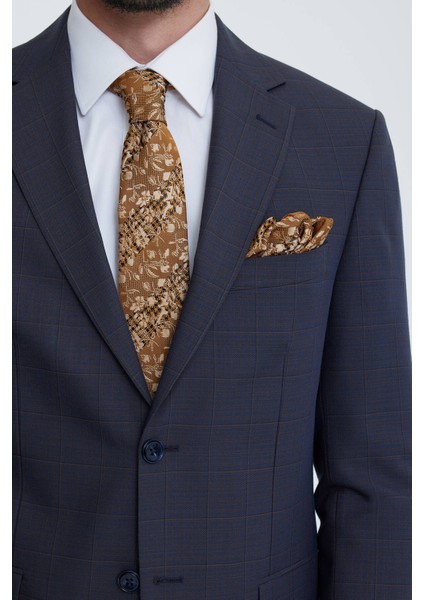 Erkek Lacivert Kahve Slim Fit Yelekli Takım Elbise fırsatları