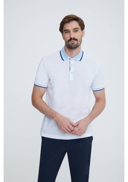 Erkek Beyaz Polo Yaka T-shirt